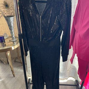 black sequence jumpsuit rhomper